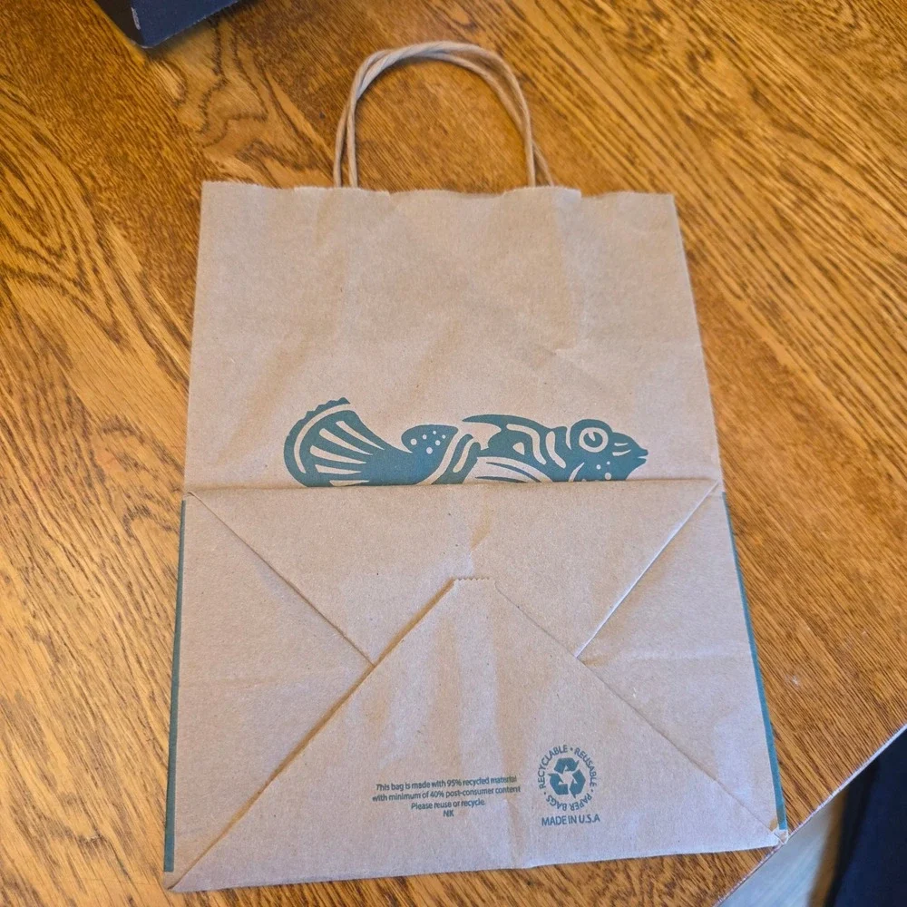 Dallas Aquarium  Recycled‎ Brown Paper Shopping Gift Bag Fish Logo Small 8x10x5
